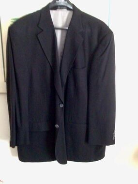 bill blass Men's Silk Black Two-Button Blazer